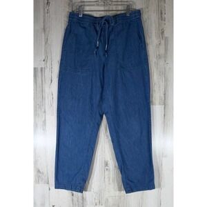 J Crew Denim Chambray Pants Size Small Cotton Drawstring Elastic Waist Pullon